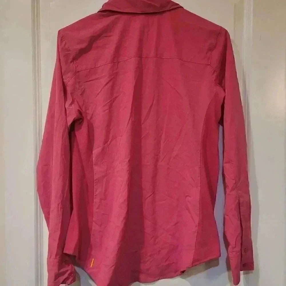 Lucy Women's Hot Pink Nylon/Spandex Long Sleeve Button Down Shirt EUC sz M - Picture 8 of 10
